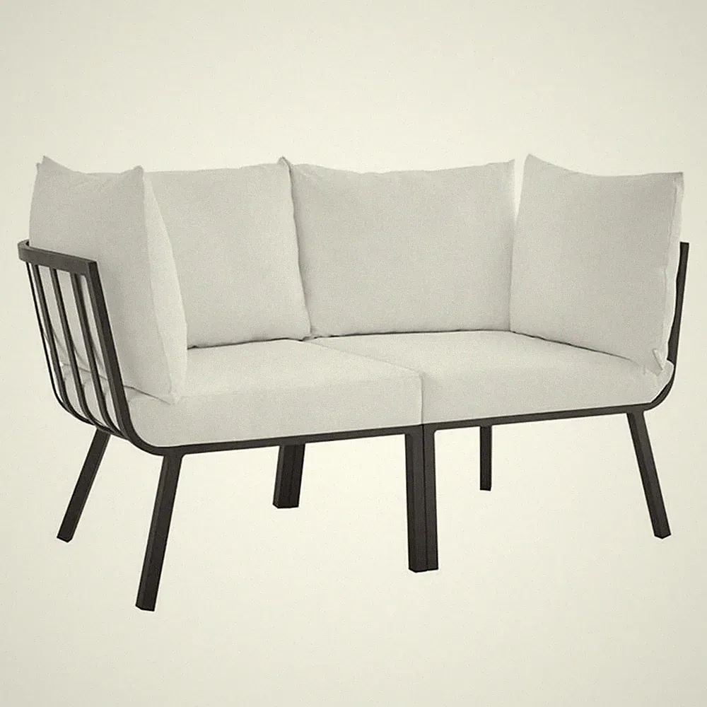Modway Riverside 2-Piece Outdoor Patio Aluminum Sectional Sofa Set in Gray/White