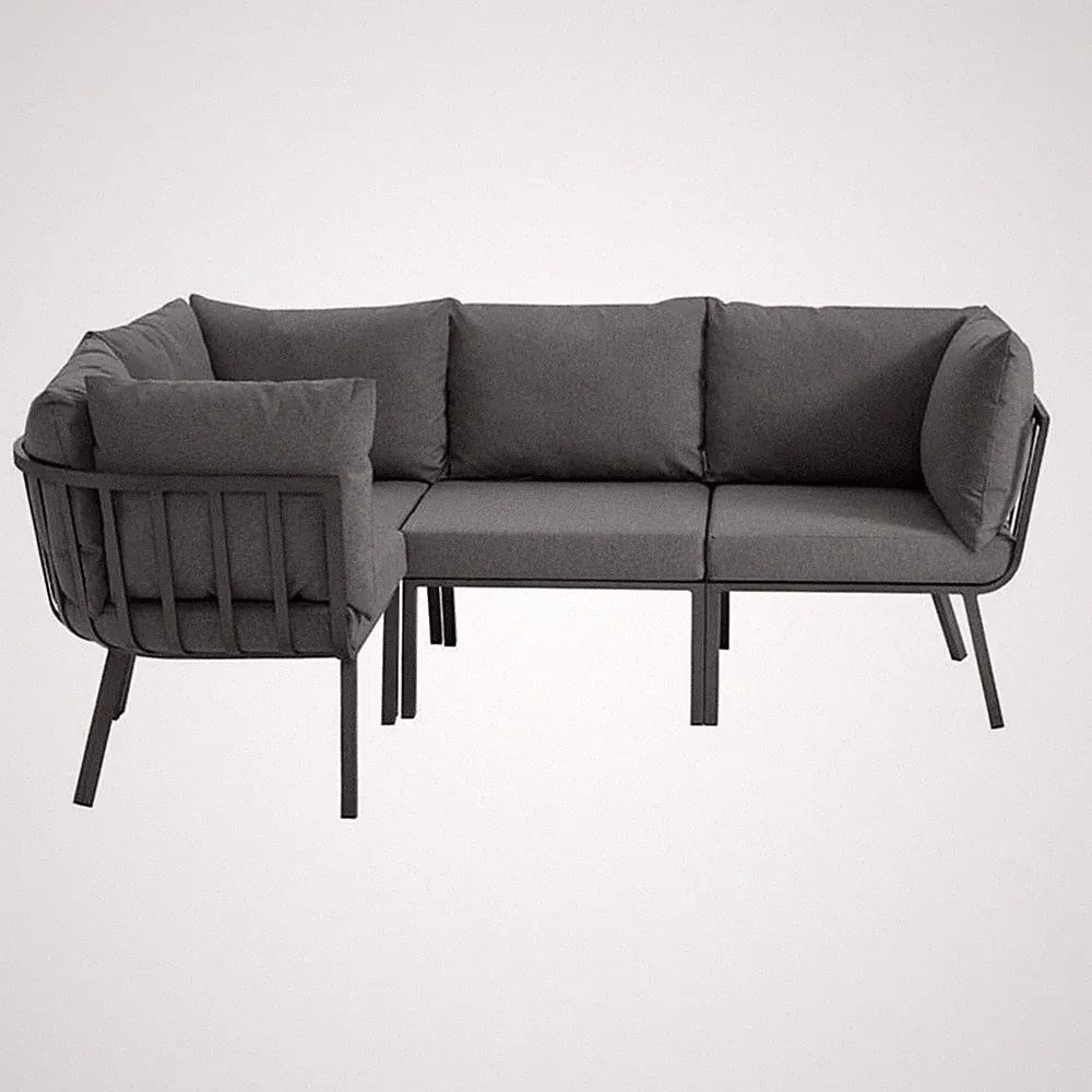 Modway Riverside 4-Piece Outdoor Patio Aluminum Sectional in Gray/Charcoal
