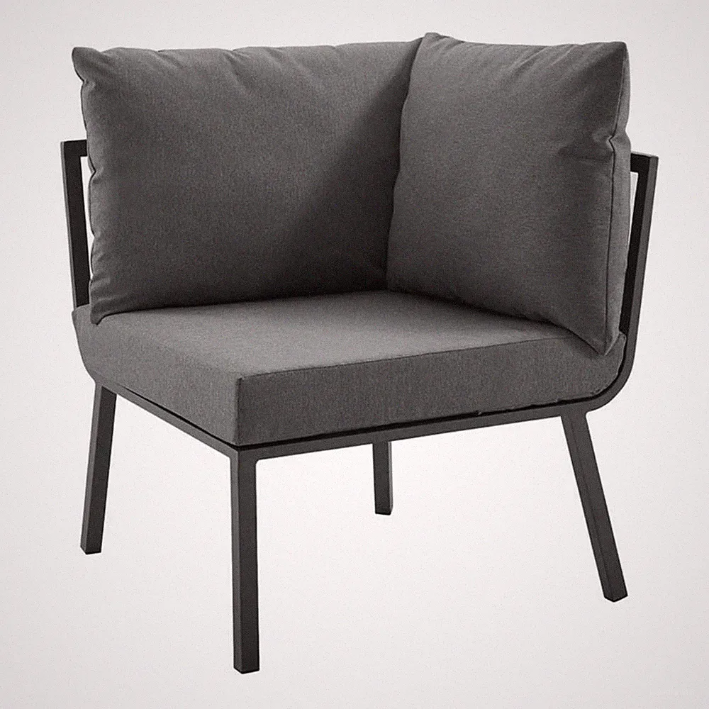 Modway Riverside Outdoor Patio Aluminum Corner Chair in Gray/Charcoal
