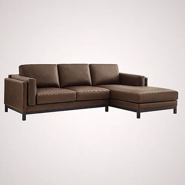 Modway Roscoe Right-Facing Vegan Leather Sectional Sofa with Chaise in Brown