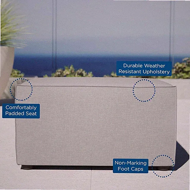 Modway Saybrook Fabric Upholstered Outdoor Patio Sofa Ottoman in Gray