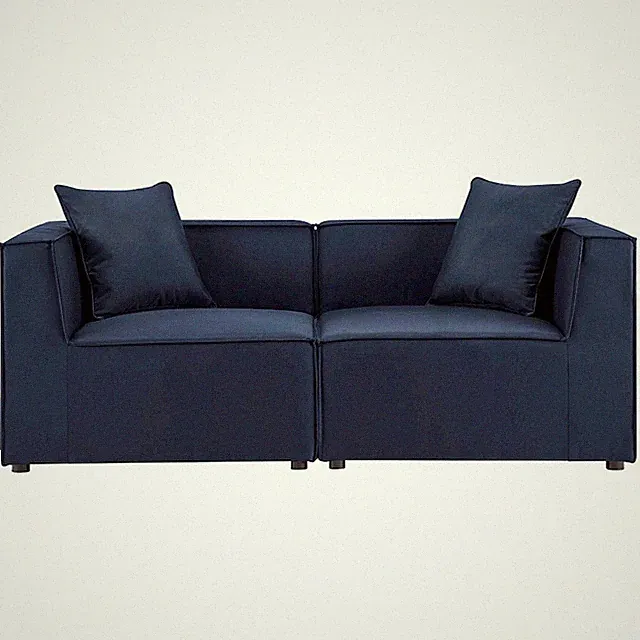 Modway Saybrook Outdoor 2 Piece Sectional Sofa Loveseat, Navy -EEI-4377-NAV