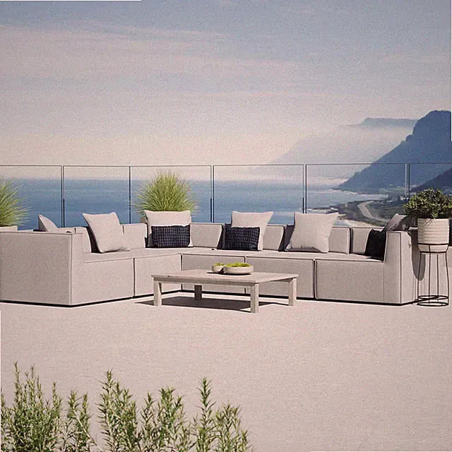 Modway Saybrook Outdoor Patio Upholstered 6-Piece Sectional Sofa in Gray