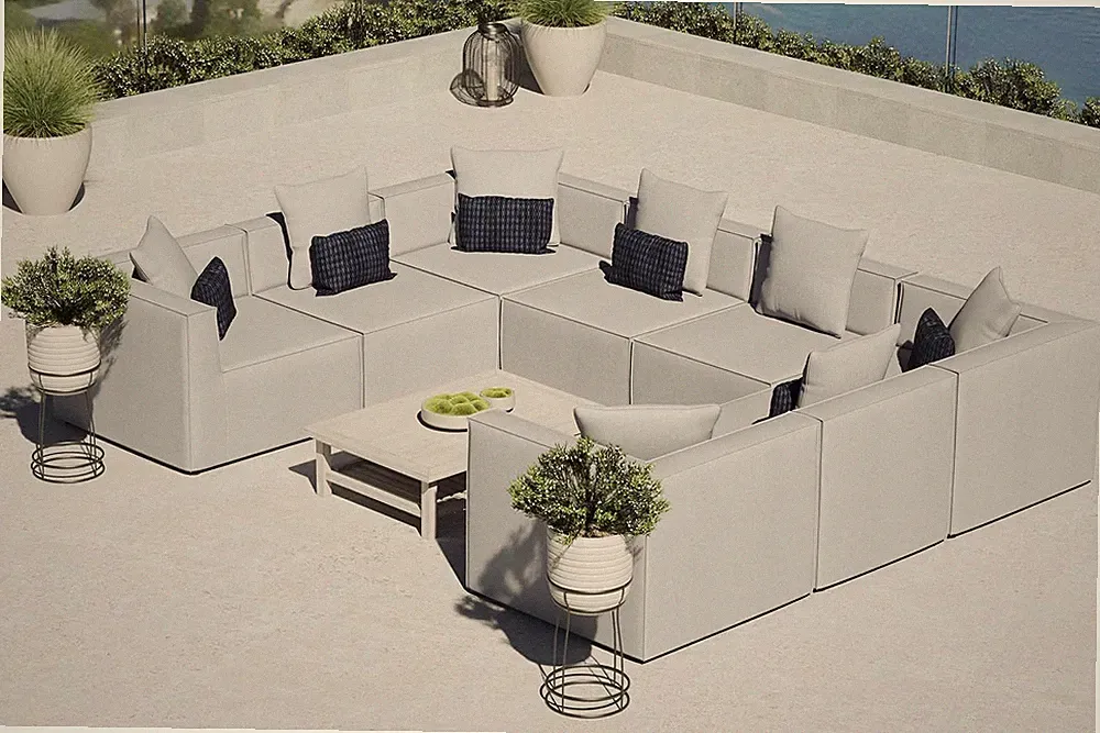 Modway Saybrook Outdoor Patio Upholstered 8-Piece Sectional Sofa in Gray