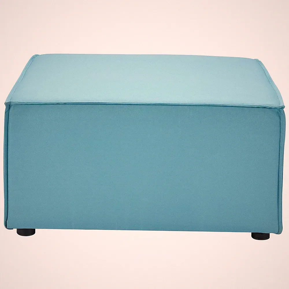 Modway Saybrook Outdoor Patio Upholstered Sectional Sofa Ottoman in Turquoise