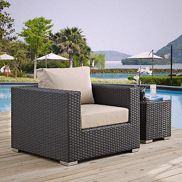 Modway Sojourn Outdoor Patio Sunbrella® Armchair in Canvas Antique Beige