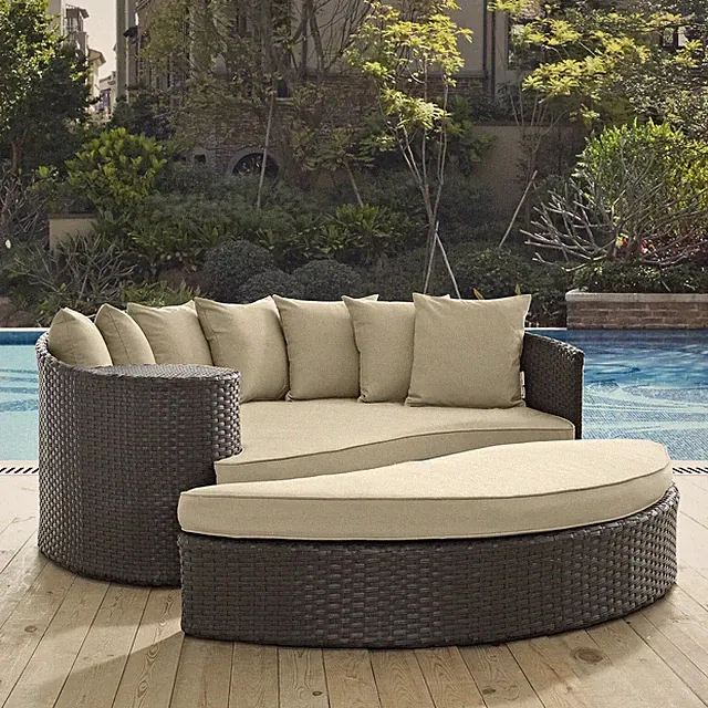 Modway Sojourn Outdoor Patio Sunbrella® Daybed in Antique Canvas Beige