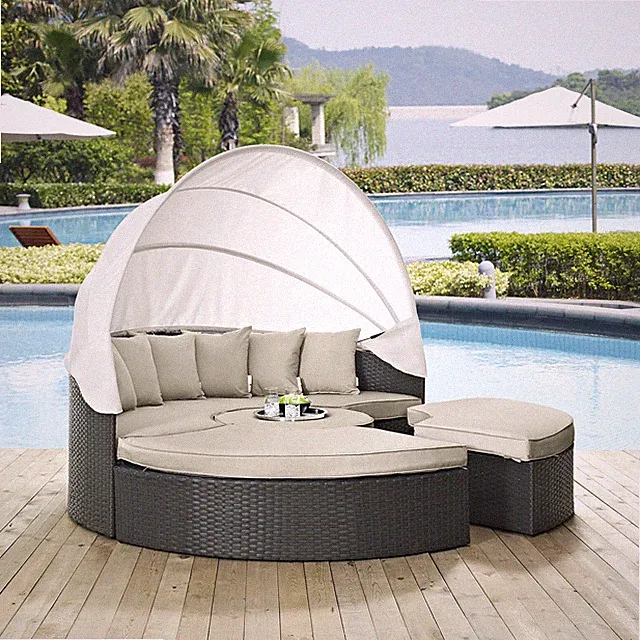 Modway Sojourn Outdoor Patio Sunbrella® Daybed in Antique Canvas Beige