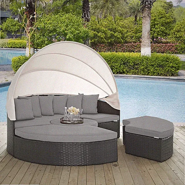 Modway Sojourn Outdoor Patio Sunbrella® Daybed in Canvas Gray