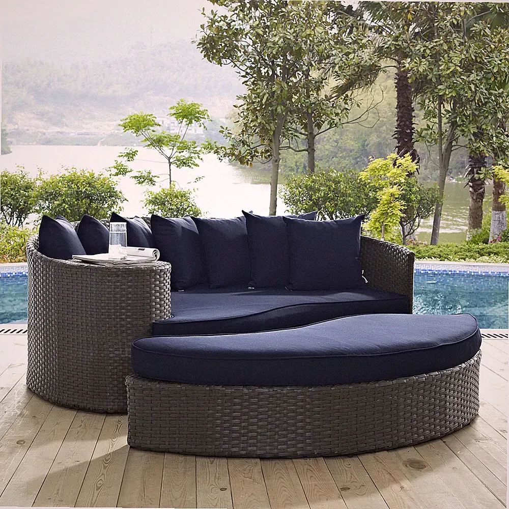Modway Sojourn Outdoor Patio Sunbrella® Daybed in Canvas Navy