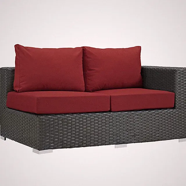 Modway Sojourn Outdoor Patio Sunbrella® Right Arm Loveseat in Canvas Red
