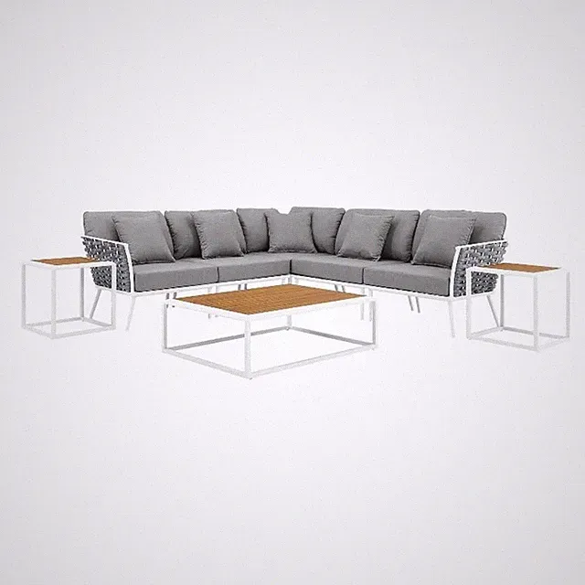 Modway Stance 8-Piece Modern Fabric/Aluminum Outdoor Sectional Sofa Set in Gray