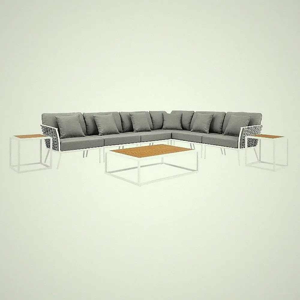 Modway Stance 9-Piece Modern Fabric/Aluminum Outdoor Sectional Sofa Set in Gray