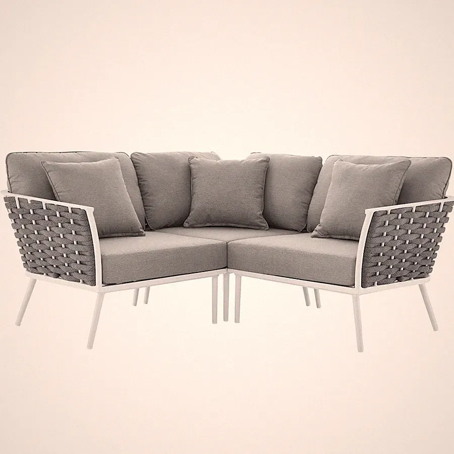 Modway Stance Outdoor Small Sectional Sofa, White Gray - EEI-5752-WHI-GRY