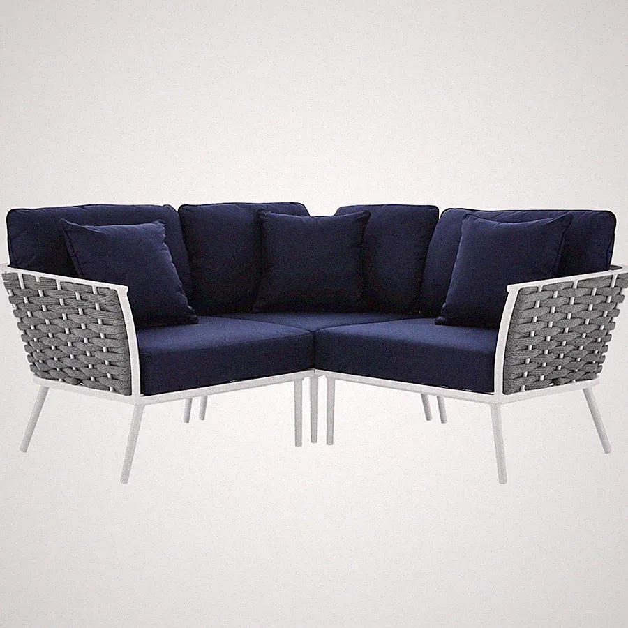 Modway Stance Outdoor Small Sectional Sofa, White Navy - EEI-5752-WHI-NAV