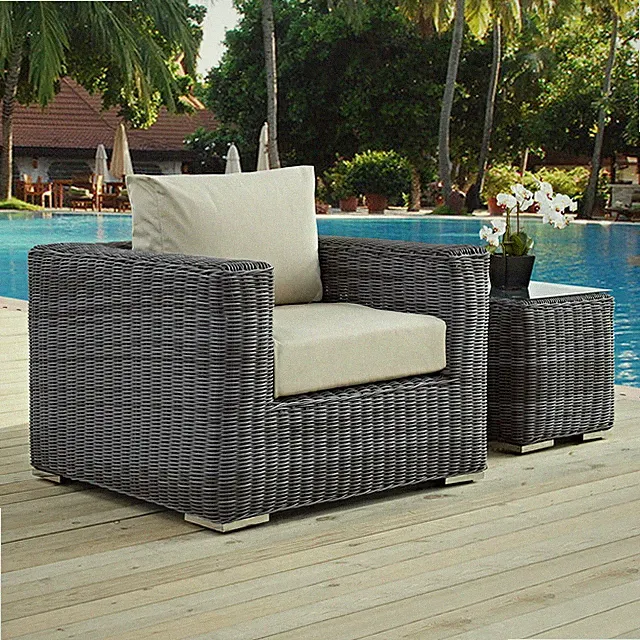 Modway Summon Outdoor Patio Fabric Sunbrella® Armchair in Canvas Antique Beige