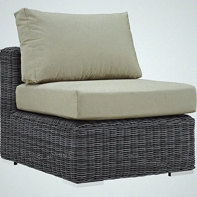 Modway Summon Outdoor Patio Sunbrella® Armless in Canvas Antique Beige