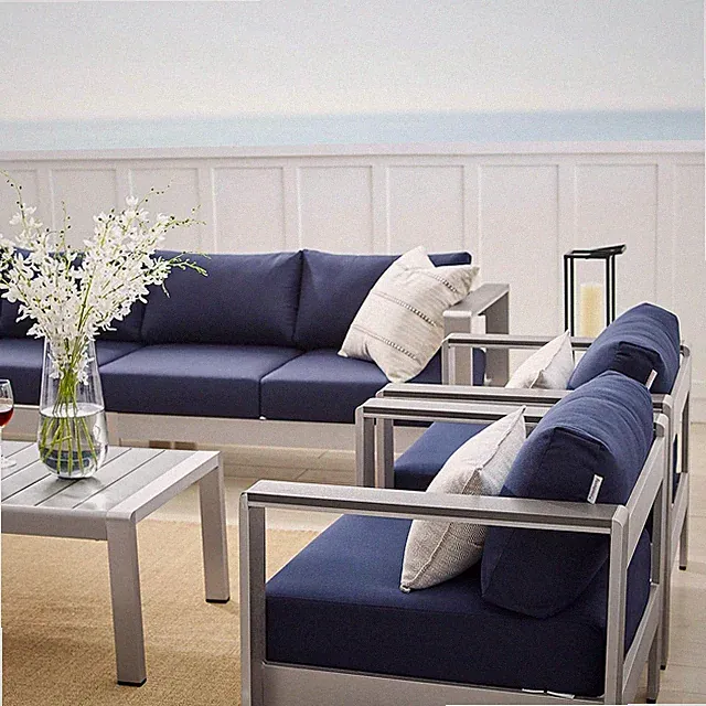 Modway Sunbrella® Fabric Aluminum 7 Piece Sectional Sofa Set