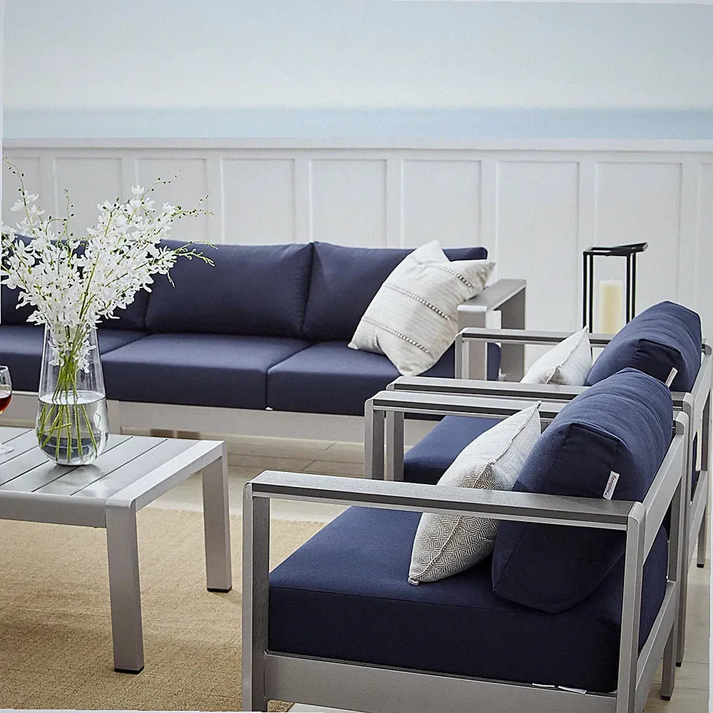 Modway Sunbrella® Fabric Aluminum 8 Piece Sectional Sofa Set