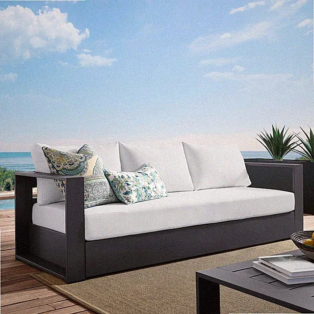Modway Tahoe Aluminum Outdoor Patio Sofa in Gray White