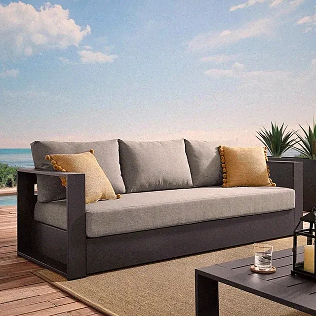 Modway Tahoe Modern Powder-Coated Aluminum/Fabric Outdoor Sofa in Gray