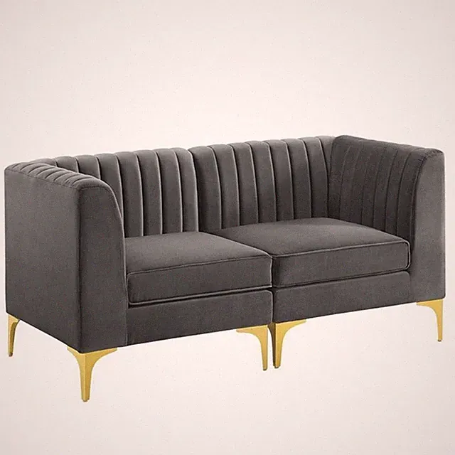 Modway Triumph Channel Performance Velvet Tufted Loveseat in Gray