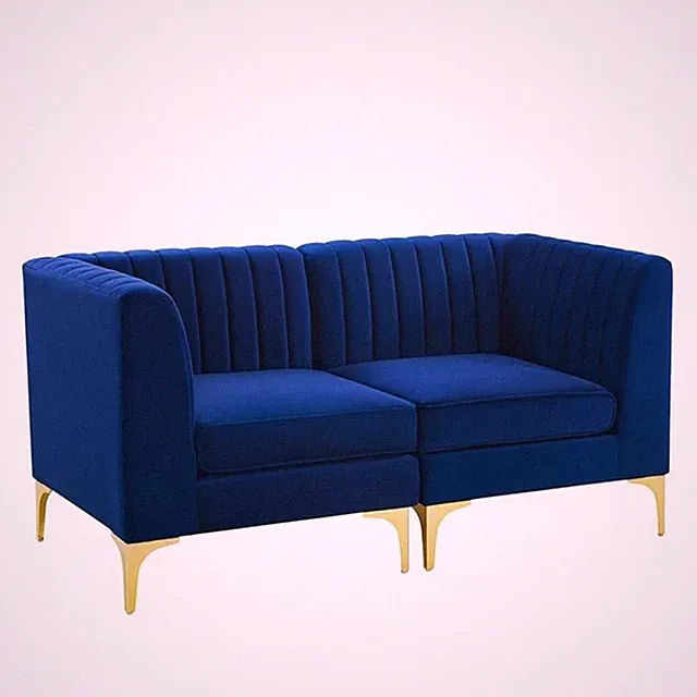Modway Triumph Channel Performance Velvet Tufted Loveseat in Navy