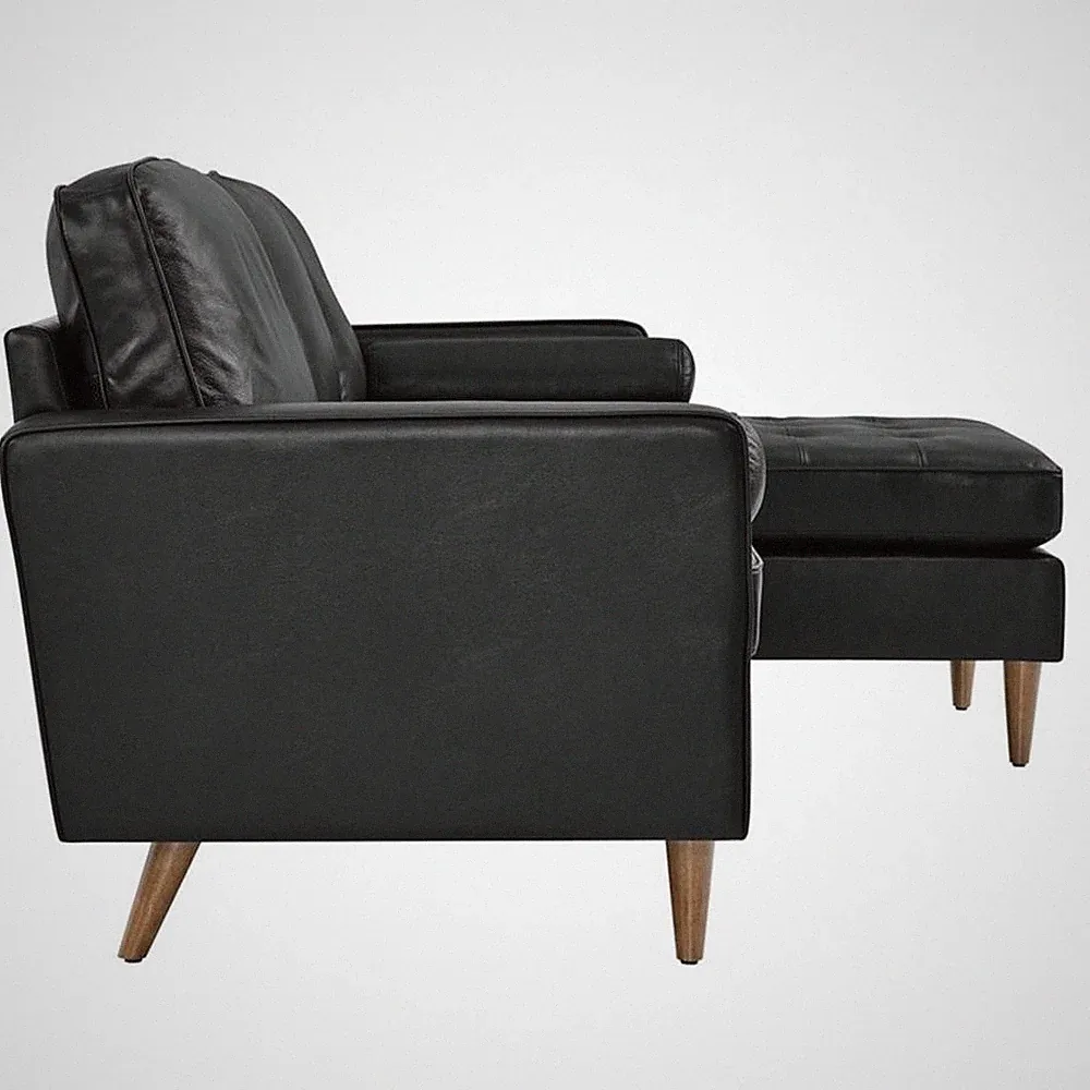 Modway Valour 78" Modern Style Leather Apartment Sectional Sofa in Black