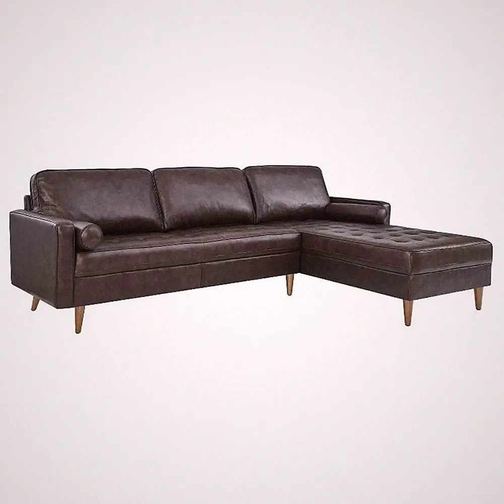 Modway Valour 98" Modern Style Leather Sectional Sofa in Brown