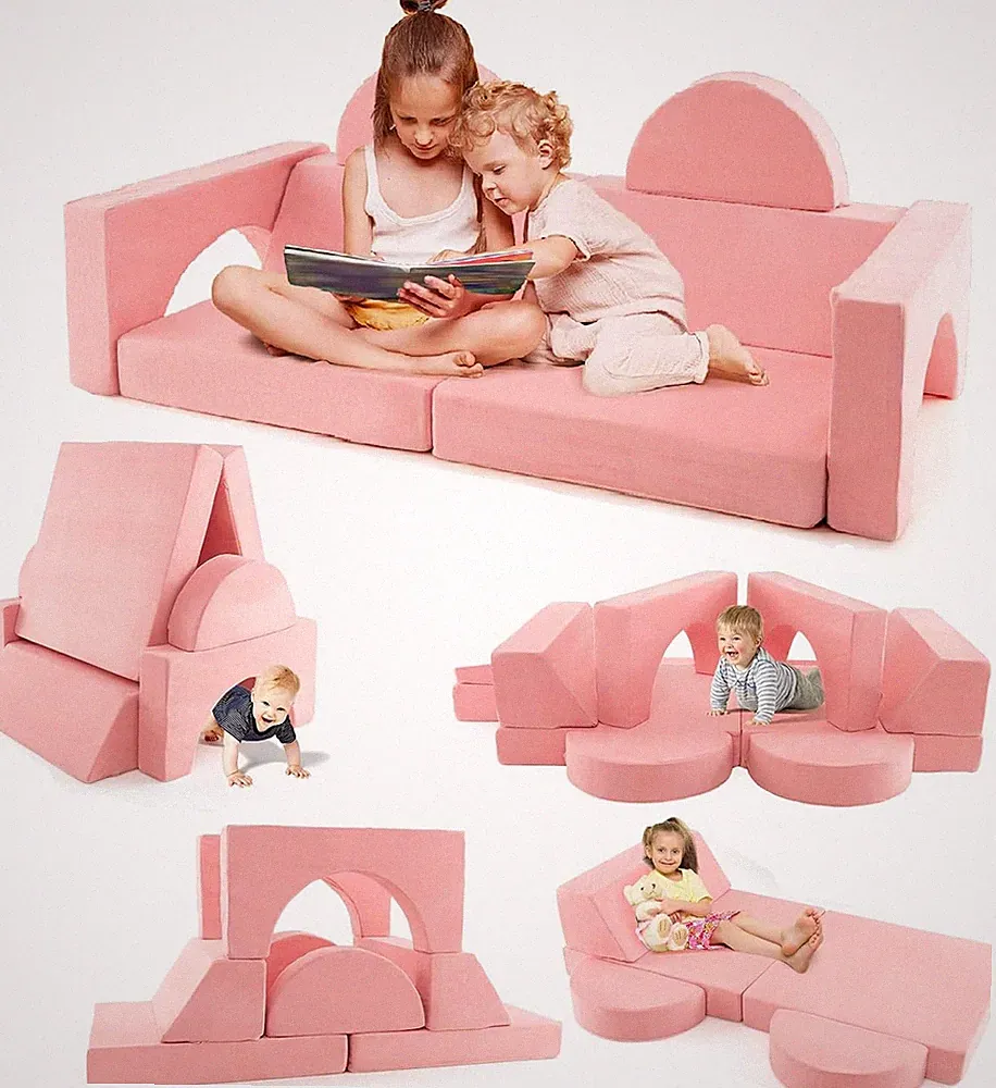 Mondular Kids Play Couch, 8PCS Toddler Sectional Sofa Building Fort for Bedroom