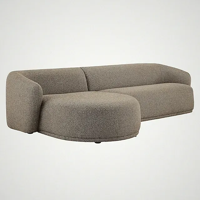 Monica 2 Piece Left Facing Boucle Fabric Modular Sofa with Chaise