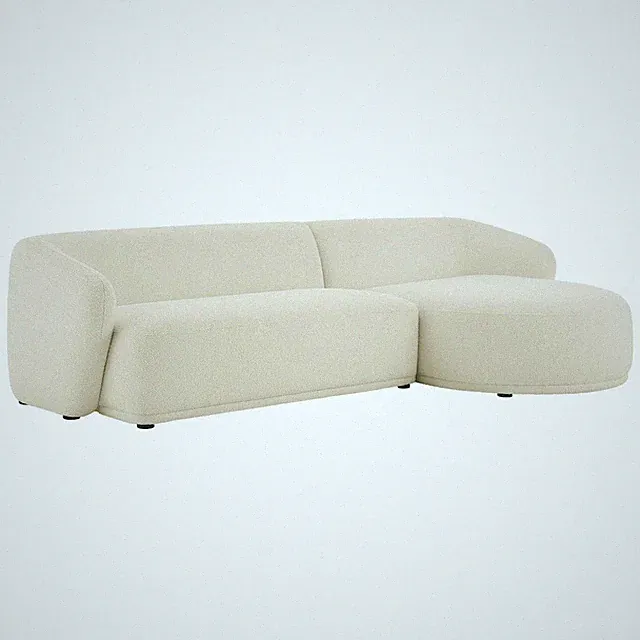Monica 2 Piece Right Facing Boucle Fabric Modular Sofa with Chaise