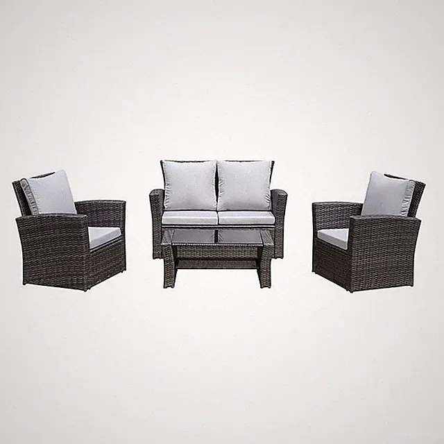 Moootto 4-Piece Modern Stainless Steel Patio Furniture Set in Gray