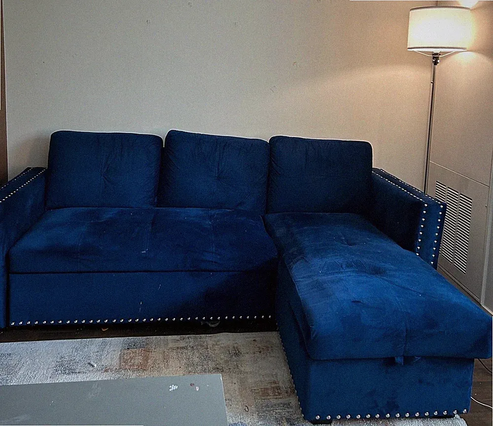 Morden Fort Sleeper Sectional Sofa Reversible L-Shape 3 Seat Sectional Couch wit