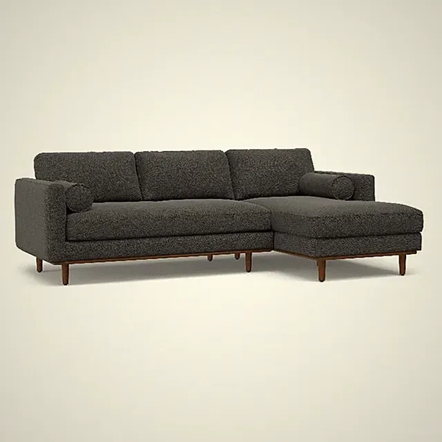 Morrison Right Sectional 102" WD Sofa in Charcoal Gray Woven-Blend Fabric