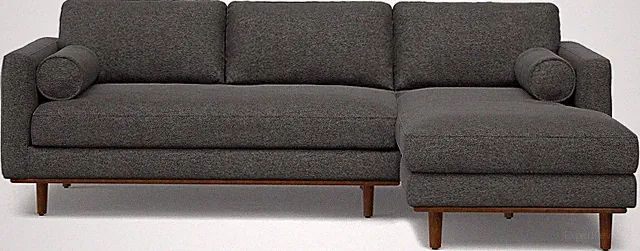 Morrison Right Sectional Sofa in Woven-Blend Recycled Polyester Fabric, Charcoal