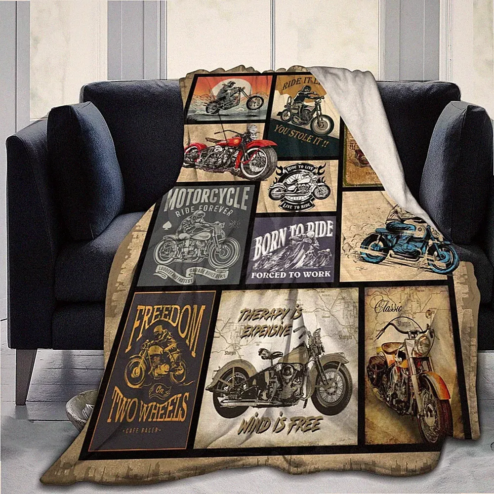 Motorcycle Gifts for Men and Women Throw Blanket for Couch Sofa Bed Plush Thr...