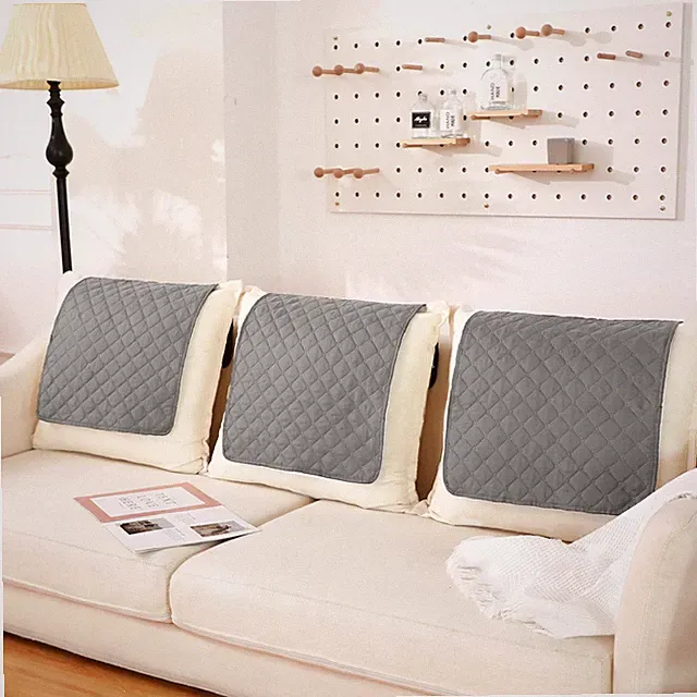 Moukeren 3 Pieces Recliner Headrest Protector Cover for Light Gray