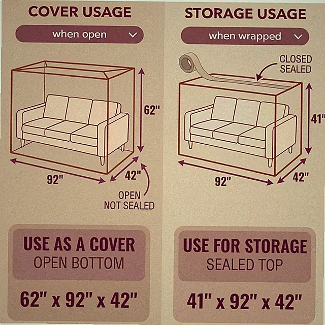 Moving Cover for Sofa & Boxes – 92x42x62 Inches