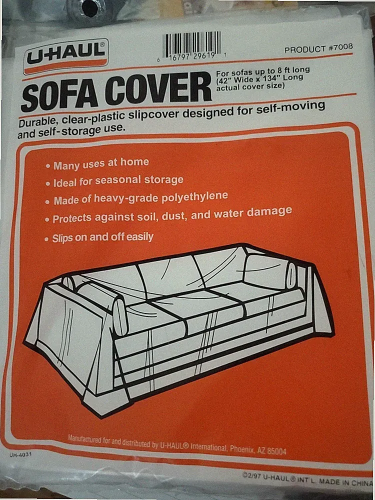 Moving & Storage Sofa Cover (Fits Sofas up to 8' Long) - Water Resistant Plas...