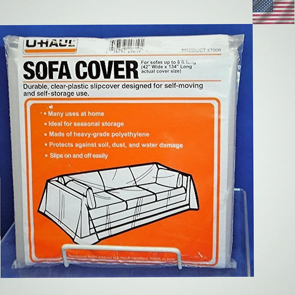 Moving & Storage Sofa Cover Fits Sofas up to 8' Long - Water Resistant Plasti...