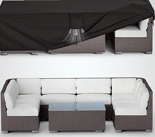 MR. COVER 108x82x28" Patio Furniture Cover 600D Waterproof Sectional Sofa Set
