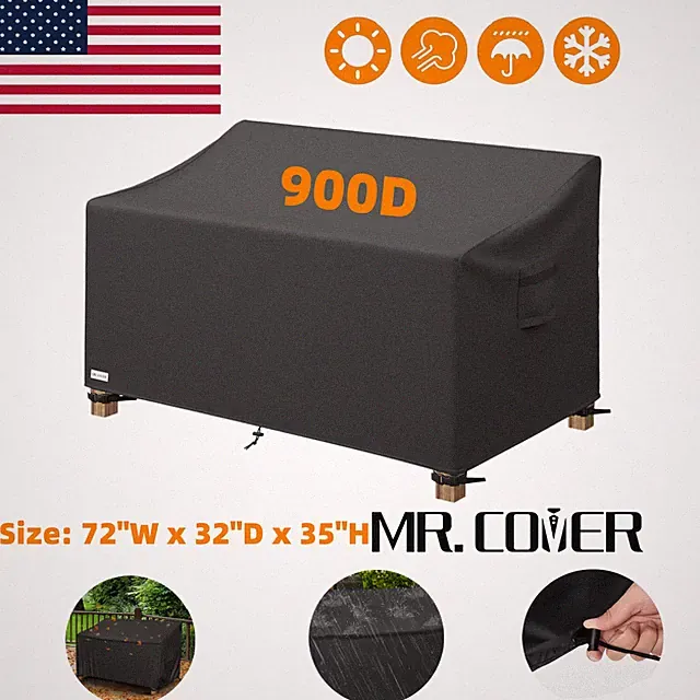 MR.COVER 900D Patio Sofa Cover Fits 72" Outdoor Couch Waterproof UV Windproof