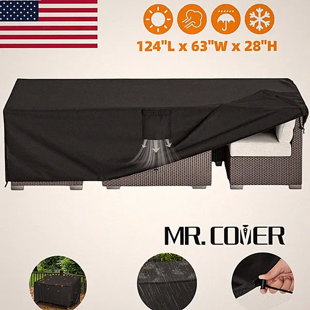 MR. COVER Outdoor Furniture Cover for Sectional Sofa 124"L x 63"W x 28"H