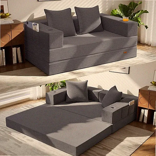 Multi-Function Convertible Sofa Bed with Washable Cover & Supportive Cushions
