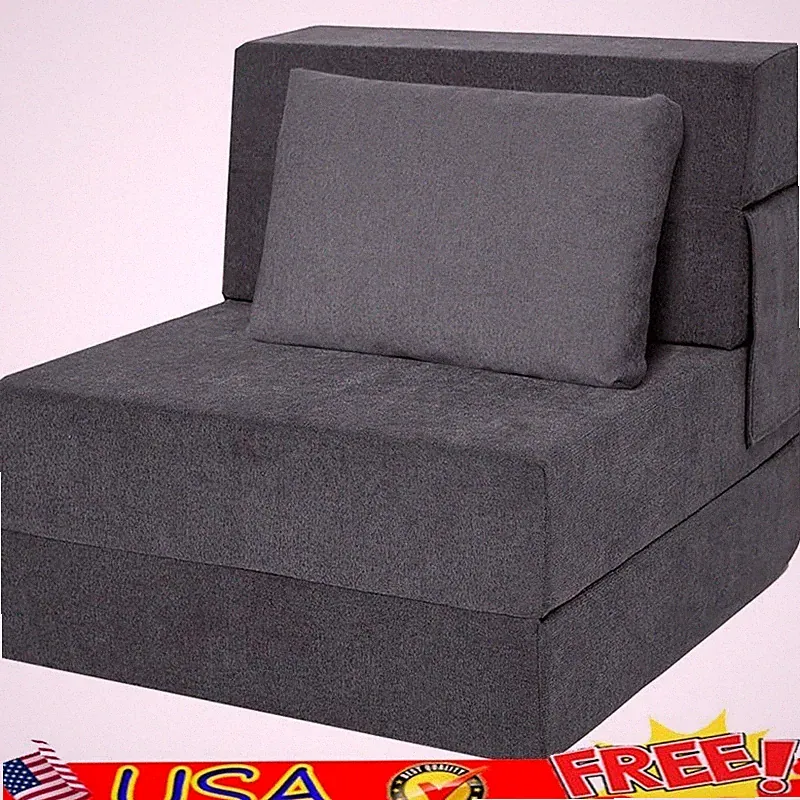 Multi-Functional Foldable Sofa Bed Ergonomic Removable Cover Portable Couch Grey