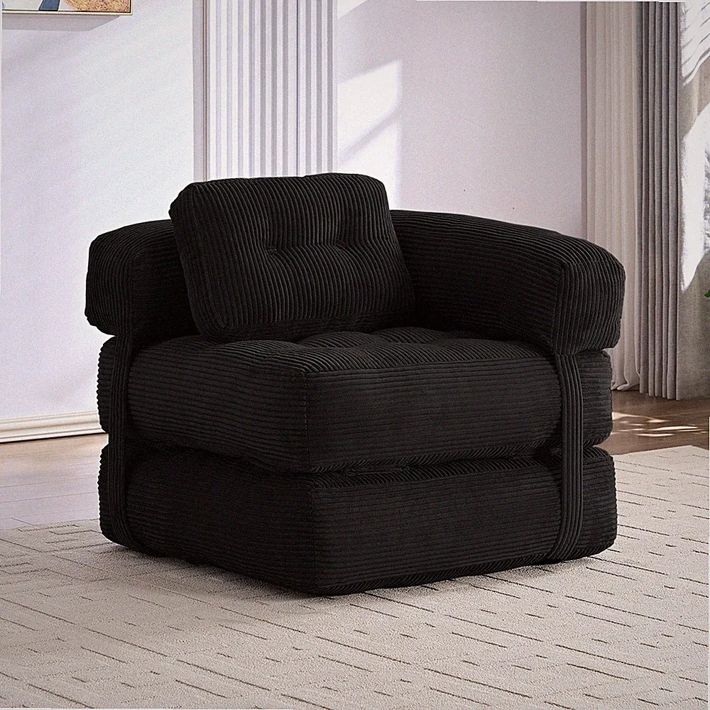 Multi-Functional Folding Floor Sofa Bed, Corduroy with Movable Cushion