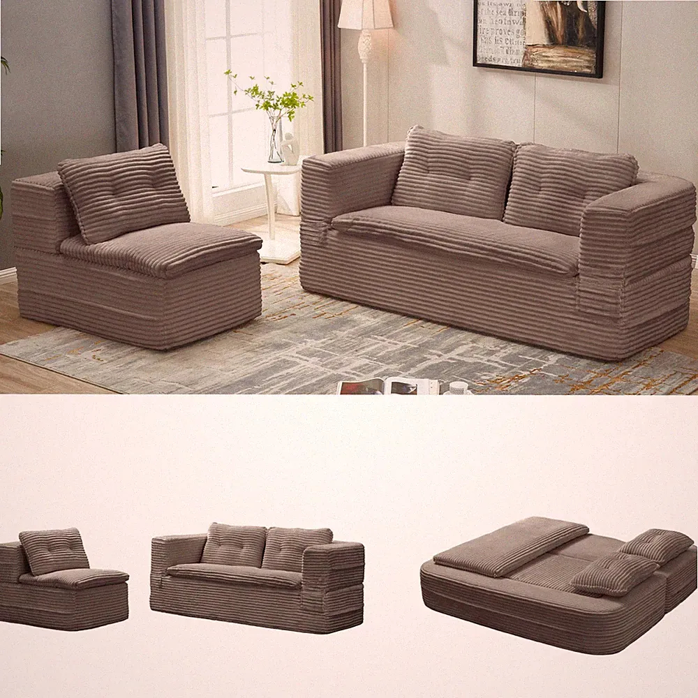 Multi Functional Sectional Sofa Bed with Independent Chaise Lounge and Functio