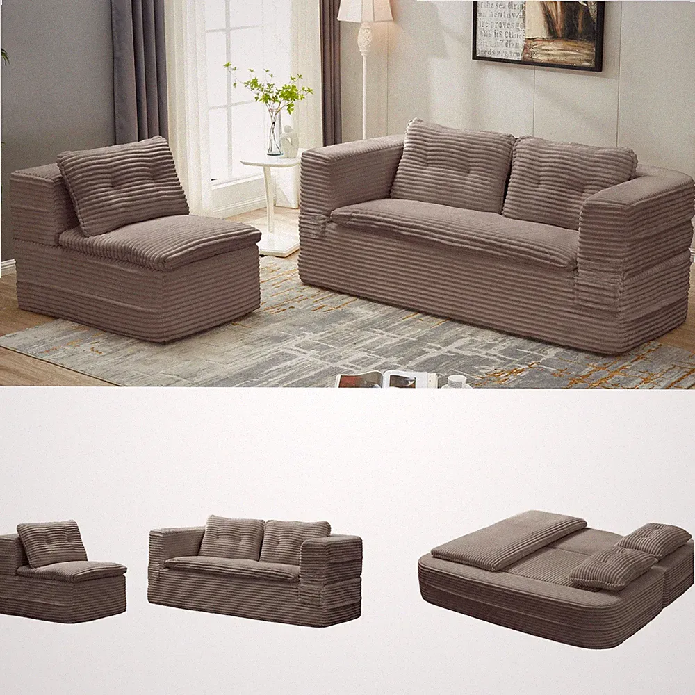 Multi Functional Sectional Sofa Bed with Independent Chaise Lounge and Function