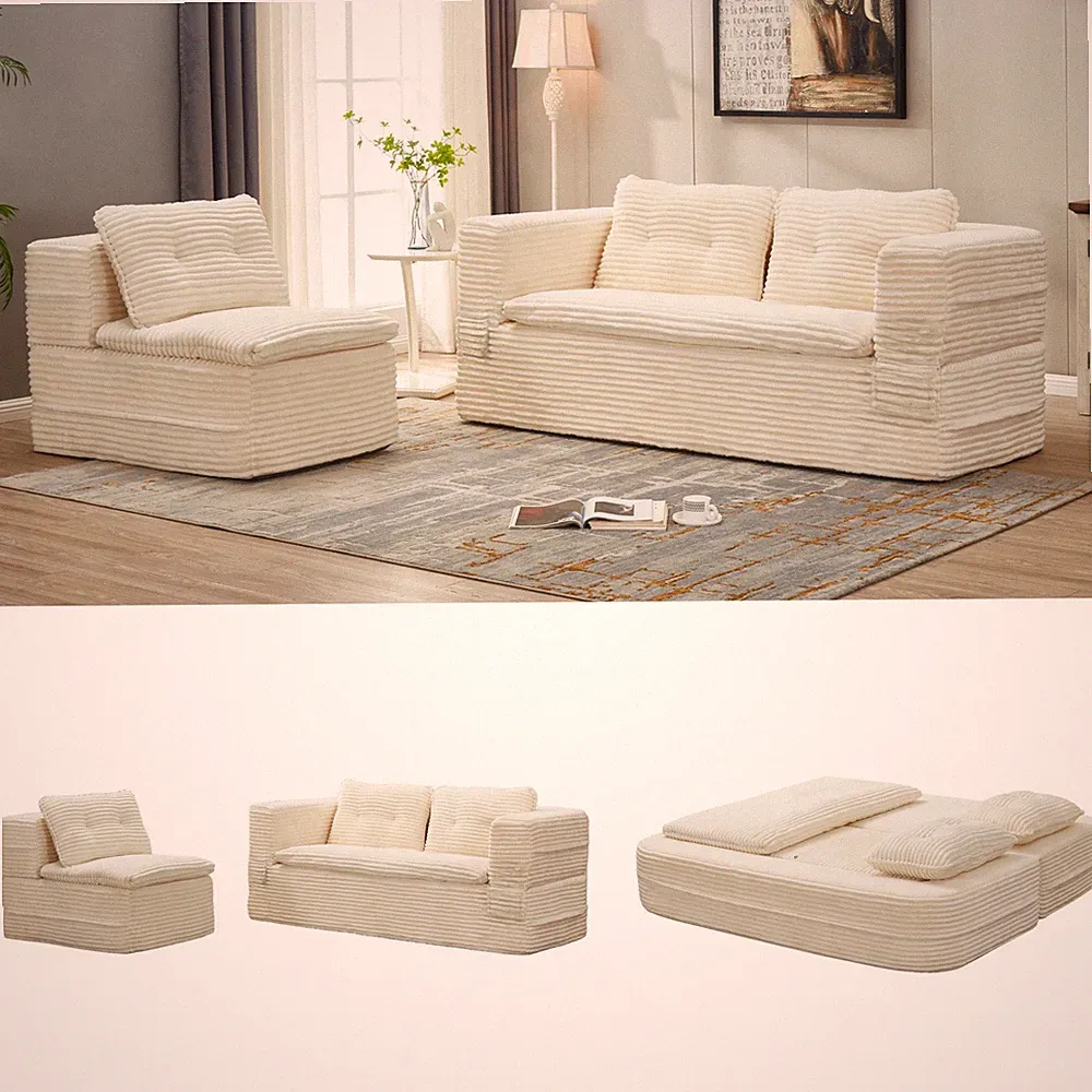 Multi Functional Sectional Sofa Bed with Independent Chaise Lounge and Function
